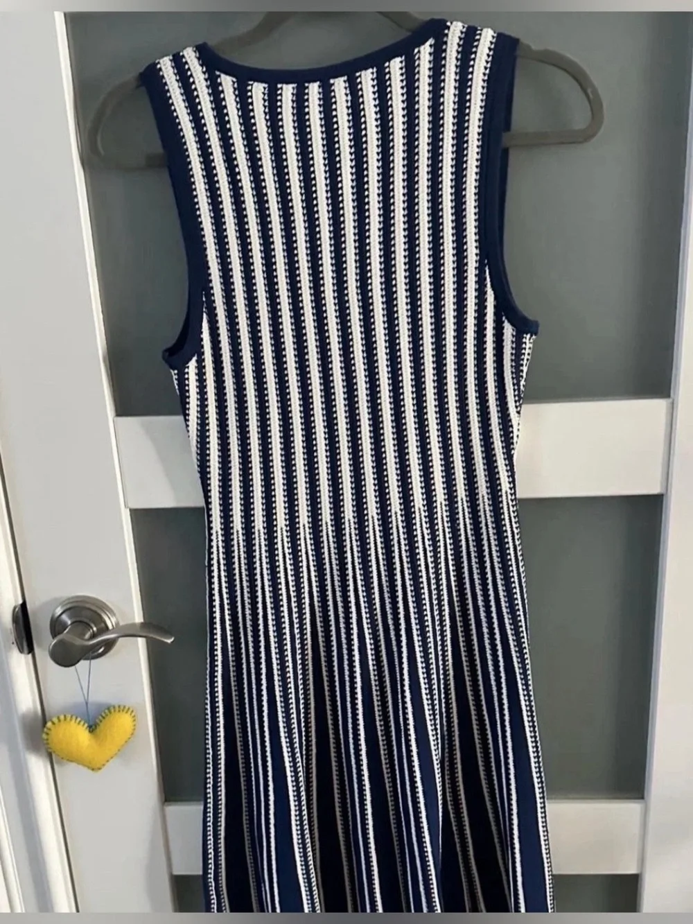 Milly Navy and White Vertical Stripe Midi Tank Dress - Picture 3 of 4